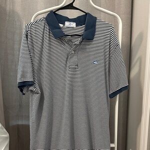 Southern Tide Navy and White Striped Polo